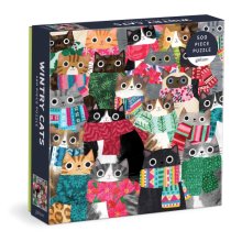 Cover art for Wintry Cats 500 Piece Puzzle from Galison - 20" x 20" Winter Themed Puzzle That is Puurrfect for The Holidays, Fun and Colorful Artwork, Thick and Sturdy Pieces, Makes a Wonderful Gift!