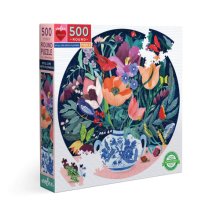Cover art for eeBoo: Piece and Love Still Life with Flowers 500 Piece Round Circle Jigsaw Puzzle, Puzzle for Adults and Families, Glossy, Sturdy Pieces and Minimal Puzzle Dust