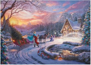 Cover art for Ceaco - Thomas Kinkade - Disney - Holiday - Cinderella Bringing Home The Tree - 1000 Piece Jigsaw Puzzle