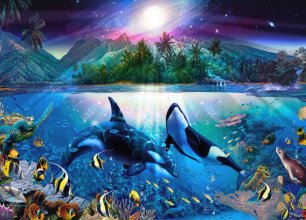 Cover art for Christian Riese Lassen - Harmonious Orcas II Puzzle - 1000Piece