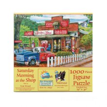 Cover art for SUNSOUT INC - Saturday Morning at The Shop - 1000 pc Jigsaw Puzzle by Artist: Tom Wood - Finished Size 19" x 30" - MPN# 28630