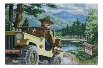 Cover art for Colorado  Smokey Bear  Leaving in SUV  Vintage Artwork (1000 Piece Puzzle  Size 19x27  Challenging Jigsaw Puzzle for Adults and Family  Made in USA)