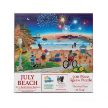 Cover art for SUNSOUT INC - July Beach - 500 pc Jigsaw Puzzle by Artist: Kathy Kehoe Bambeck - Finished Size 18" x 24" Fourth of July - MPN# 32757