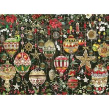 Cover art for Bits and Pieces - 1000 Piece Jigsaw Puzzle for Adults 20" x 27" - Christmas Ornaments - 1000 pc Holiday Tree Decoration Flowers Stars Winter Jigsaw by Artist Barbara Behr