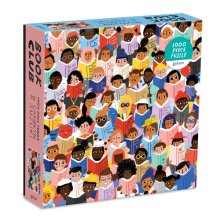 Cover art for Galison Book Club Puzzle, 1,000 Pieces, 20” x 27'' – Colorful, Humorous Illustration of Hundreds of People Reading Books - Thick, Sturdy Pieces – Challenging, Makes a Great Gift, Multicolor