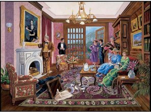 Cover art for Bits and Pieces - 500 Piece Jigsaw Puzzle for Adults 18" x 24" - Murder At Bedford Manor - 500 pc Solve The Murder Mystery Jigsaw by Artist Gene Dieckhoner