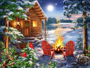 Cover art for Springbok Christmas Cabin 500 piece Jigsaw Puzzle for adults or Children designed for holiday fun- Made in The USA with precision fit pieces for a great puzzling experience