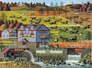 Cover art for Buffalo Games - Charles Wysocki - Foxy Fox Outfoxes The Fox Hunters - 1000 Piece Jigsaw Puzzle, Multicolor