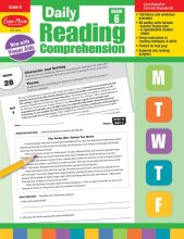 Cover art for Evan-Moor Daily Reading Comprehension, Grade 6 - Homeschooling & Classroom Resource Workbook, Reproducible Worksheets, Teaching Edition, Fiction and Nonfiction, Lesson Plans, Test Prep