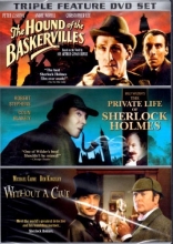 Cover art for Sherlock Holmes Triple Feature DVD Set: The Hound of the Baskervilles, Billy Wilder's The Private Life of Sherlock Holmes, Without a Clue