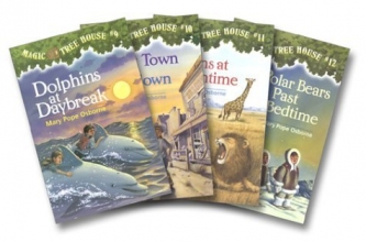 Cover art for Magic Tree House Boxed Set, Books 9-12: Dolphins at Daybreak, Ghost Town at Sundown, Lions at Lunchtime, and Polar Bears Past Bedtime