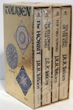 Cover art for Tolkien 4 book boxed set. Part one: The Fellowship of the Ring. Part two: The Two Towers. Part Three: The Return of the King. The Hobbit.
