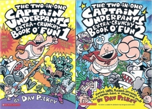 Cover art for The Captain Underpants Two-in-One Extra-Crunchy Book o' Fun 1 and 2: Comics, Laffs, Puzzles, Sticker