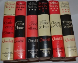 Cover art for Winston S. Churchill THE SECOND WORLD WAR SERIES (6 BOOKS) (THE GATHERING STORM (1948) / THEIR FINEST HOUR (1949) / THE GRAND ALLIANCE (1950) / THE HINGE OF FATE (1950) / CLOSING THE RING (1951) / TRIUMPH AND TRAGEDY (1953))