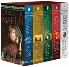 Cover art for George R. R. Martin's A Game of Thrones 5-Book Boxed Set (Song of Ice and Fire series): A Game of Thrones, A Clash of Kings, A Storm of Swords, A Feast for Crows, and A Dance with Dragons