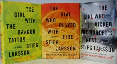 Cover art for Stieg Larsson's Millennium Trilogy: The Girl with the Dragon Tattoo, The Girl Who Played with Fire, & The Girl Who Kicked the Hornet's Nest