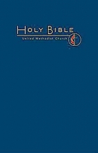 Cover art for CEB Common English Large Print Pew Bible, Navy UMC Emblem: Cross & Flame Emblem, Navy Blue
