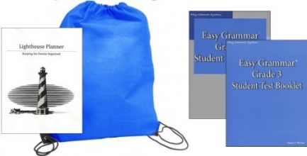 Cover art for Easy Grammar Grade 3 Workbook and Test homeschool kit in a bag