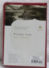 Cover art for Holman Christian Standard Bible HCSB Pocket Size Gift Bible Simulated Leather Red Swirls