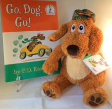 Cover art for Go, Dog Go! with plush Dog.