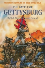Cover art for The Battle of Gettysburg: Spilled Blood on Sacred Ground (Graphic Battles of the Civil War)
