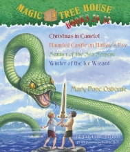 Cover art for Magic Tree House: Books 29-32: #29 Christmas in Camelot; #30 Haunted Castle on Hallow's Eve; #31 Summer of the Sea Serpent; #32 Winter of the Ice Wizard (Audio CD)
