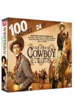 Cover art for 100 Greatest Cowboy Classics: John Wayne - Roy Rogers - Tex Ritter - Bob Steele - Gene Autry - Lee Van Cleef - Angel and the Badman - McLintock! - My Pal Trigger - Santa Fe Trail - Grand Duel + many more!