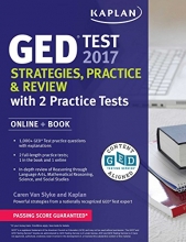 Cover art for GED Test 2017 Strategies, Practice & Review with 2 Practice Tests: Online + Book (Kaplan Test Prep)