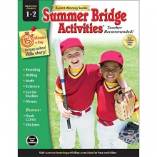 Cover art for Summer Bridge Activities - Grades 1 - 2, Workbook for Summer Learning Loss, Math, Reading, Writing and More with Flash Cards and Stickers