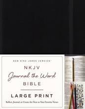 Cover art for NKJV, Journal the Word Bible, Large Print, Hardcover, Black, Red Letter Edition: Reflect, Journal, or Create Art Next to Your Favorite Verses