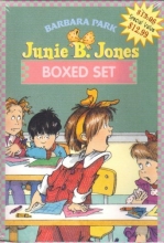 Cover art for Junie B. Jones Boxed Set - 4 books: Junie B. Jones and a Little Monkey Business; and the Yucky Blucky Fruitcake; and the Stupid Smelly Bus, and Her Big Fat Mouth