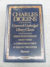 Cover art for Charles Dickens: Great Expectations; Hard Times; A Christmas Carol; A Tale of Two Cities (Greenwich Unabridged Library Classics)