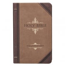 Cover art for KJV Holy Bible, Giant Print Standard Bible, Dark Brown and Tan Faux Leather Bible w/Ribbon Marker, Red Letter Edition, King James Version