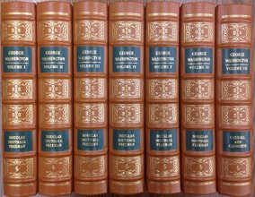 Cover art for George Washington, A Biography, 7 Volume Set. (Collector's Edition Bound in Genuine Leather)