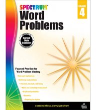 Cover art for Spectrum Grade 4 Math Word Problems Workbook—4th Grade State Standards for Geometry, Fractions, Decimals, Money, Algebra Prep for Classroom or Homeschool (128 pgs)