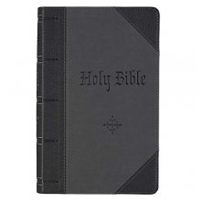 Cover art for KJV Holy Bible, Giant Print Standard Bible, Two-Tone Black/Grey Faux Leather Bible w/Ribbon Marker, Red Letter Edition, King James Version