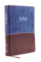 Cover art for NIV, The Woman's Study Bible, Leathersoft, Blue/Brown, Full-Color, Red Letter: Receiving God's Truth for Balance, Hope, and Transformation