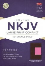 Cover art for NKJV Large Print Compact Reference Bible, Brown/Pink LeatherTouch with Magnet Flap