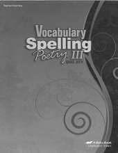 Cover art for Vocabulary Spelling Poetry III (9) - Teacher Quiz Key Paperback – (A Beka Book) 2010 - 157872