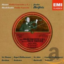 Cover art for Mozart: Violin Concertos #4 & 5/Mendelssohn: Violin Concerto - Jascha Heifetz, Sir Thomas Beecham, Sir John Barbirolli