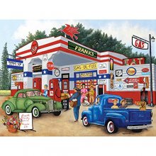 Cover art for Bits and Pieces - 300 Large Piece Jigsaw Puzzle for Adults - Americana Summer - Frank’s Friendly Service Jigsaw by Artist Kay Lamb Shannon 18” x 24”