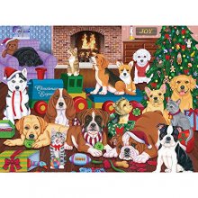 Cover art for Bits and Pieces - 500 Piece Jigsaw Puzzle for Adults 18" x 24" - Puppies Christmas Eve - 500 pc Holiday Kitten Dog Friends Treats Pet Living Room Home Jigsaw by Artist Tomoyo Pitcher
