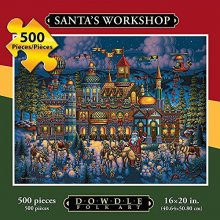 Cover art for Dowdle Folk Art Jigsaw Puzzle - Santa's Workshop 500 Pc