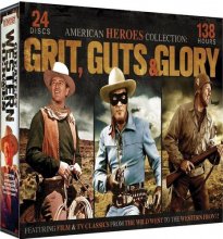 Cover art for Heroes Collection: Grit, Guts & Glory 24 DVD Set: McLintock! - Angel and the Badman - The Lone Ranger - Gung Ho! - The Cisco Kid - My Pal Trigger - Annie Oakley + many more!