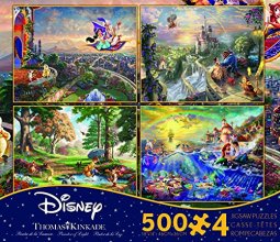 Cover art for Ceaco Thomas Kinkade The Disney Dreams Collection 4 in 1 Multipack Aladdin, Winnie the Pooh, Beauty & the Beast, The Little Mermaid Jigsaw Puzzles, (4) 500 Pieces