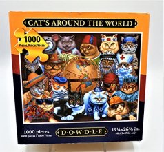 Cover art for Dowdle Folk Art 1000 Piece Puzzle Cats Around World 19 1/4" x 26 5/8" Finished