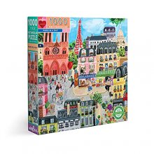 Cover art for eeBoo Piece and Love Paris in a Day 1000 piece rectangular adult Jigsaw Puzzle