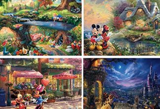 Cover art for Ceaco - 4 in 1 Multipack - Thomas Kinkade - Disney Dreams Collection - Alice in Wonderland, Mickey and Minnie, & Beauty and The Beast - (4) 500 Piece Jigsaw Puzzles