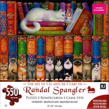 Cover art for Cat Bookshelf by Randal Spangler 550 Piece Puzzle