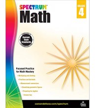 Cover art for Spectrum 4th Grade Math Workbook, Multiplication, Division, Fractions, Decimals, Algebra Prep, Geometry, Measurement Conversions, Classroom or Homeschool Curriculum